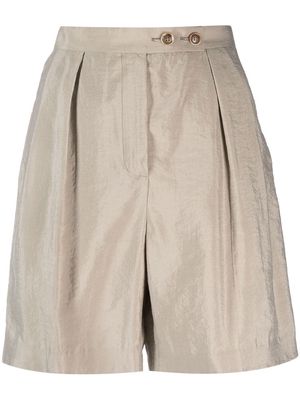 Emporio Armani pleat-detail high-waisted shorts - Green