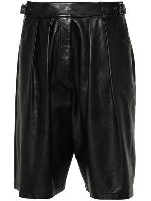 Emporio Armani pleat-detail leather shorts - Black