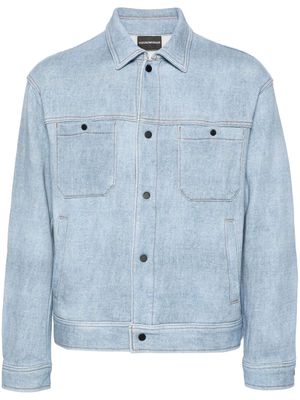 Emporio Armani press-stud cotton shirt jacket - Blue