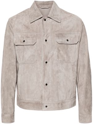 Emporio Armani press-stud suede shirt jacket - Grey