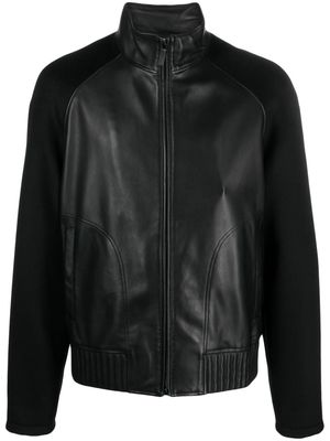 Emporio Armani raglan-sleeves leather jacket - Black