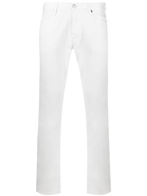 Emporio Armani rear-logo slim-fit jeans - White