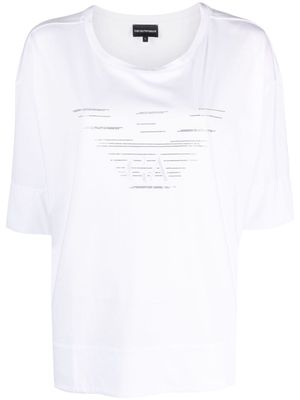 Emporio Armani rhinestone-logo T-shirt - White