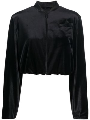 Emporio Armani rhinestone-motif cropped bomber jacket - Black