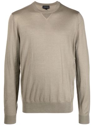 Emporio Armani ribbed-knit crew neck sweatshirt - Brown