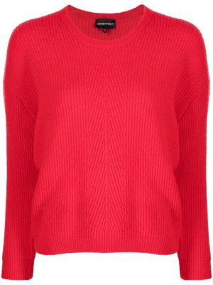 Emporio Armani ribbed-knit drop-shoulder jumper - Red