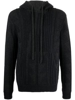 Emporio Armani ribbed-knit long-sleeved hoodie - Grey