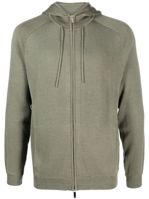 Emporio Armani ribbed-knit zip-up hoodie - Green