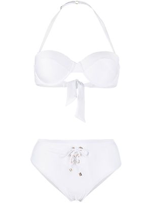 Emporio Armani ribbed lace-up bikini - White