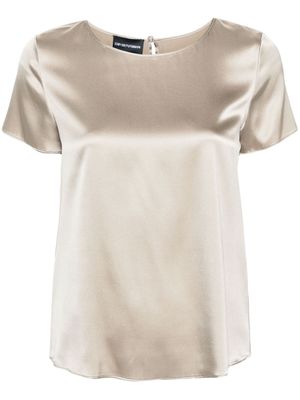 Emporio Armani round-neck satin blouse - Neutrals