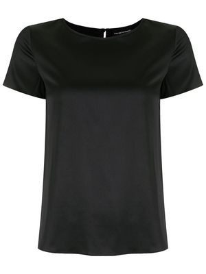 Emporio Armani round-neck stretch-silk T-shirt - Black