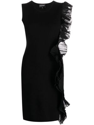Emporio Armani ruffle-detail asymmetric minidress - Black