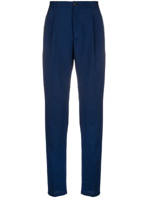 Emporio Armani seersucker wool blend trousers - Blue