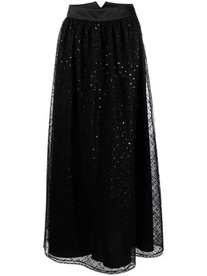 Emporio Armani sequin-embellished tulle skirt - Black