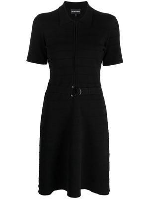Emporio Armani short-zip belted shirtdress - Black
