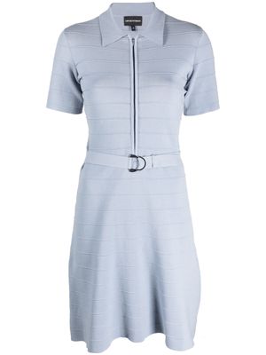 Emporio Armani short-zip belted shirtdress - Blue