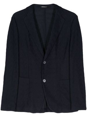 Emporio Armani single-breasted chevron-knit blazer - Blue