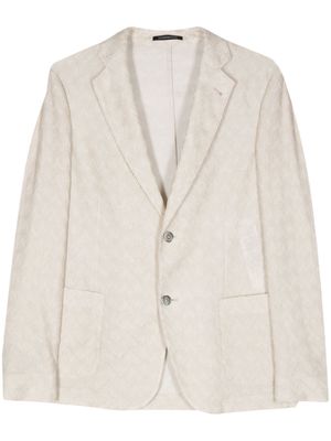 Emporio Armani single-breasted chevron-knit blazer - Neutrals