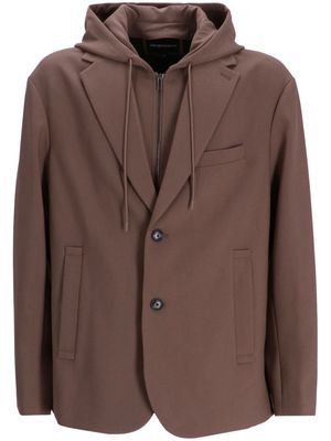 Emporio Armani single-breasted hooded blazer - Brown