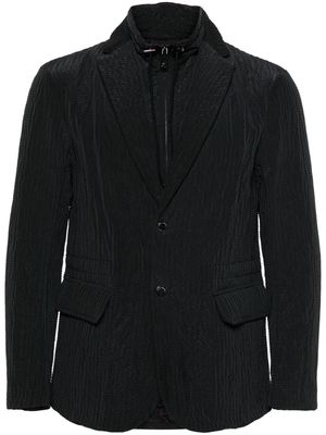 Emporio Armani single-breasted seersucker blazer - Black