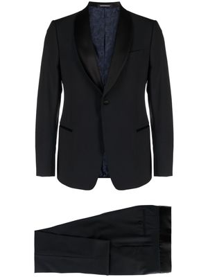 Emporio Armani single-breasted virgin wool blend suit - Blue