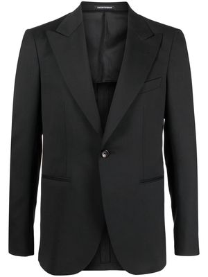 Emporio Armani single-breasted wool blazer - Black