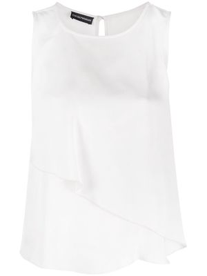 Emporio Armani sleeveless asymmetric-ruffle blouse - White