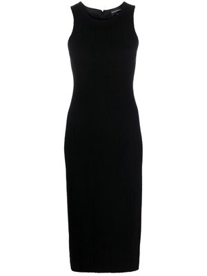 Emporio Armani sleeveless herringbone dress - Black