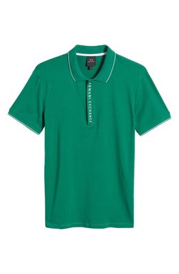 Emporio Armani Slim Fit Logo Placket Stretch Jersey Polo in Verdant Green