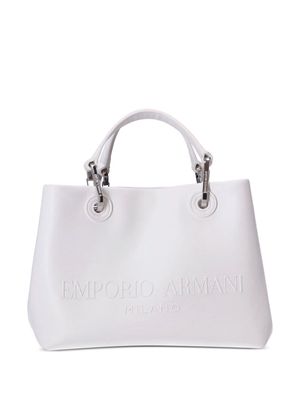 Emporio Armani small logo-embossed tote bag - White