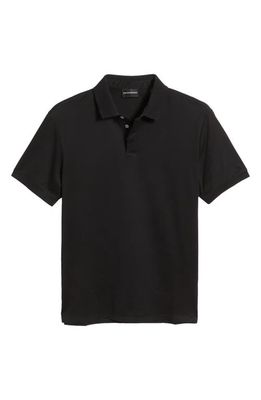 Emporio Armani Solid Cotton Polo in Black