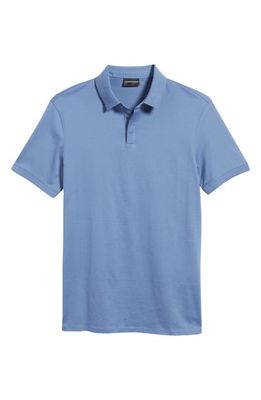 Emporio Armani Solid Cotton Polo in Light Blue