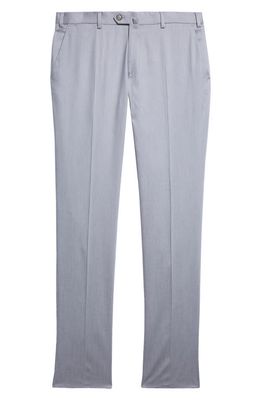 Emporio Armani Solid Flat Front Pants in Grey