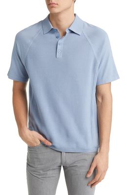 Emporio Armani Solid Short Sleeve Polo Sweater in Light Blue