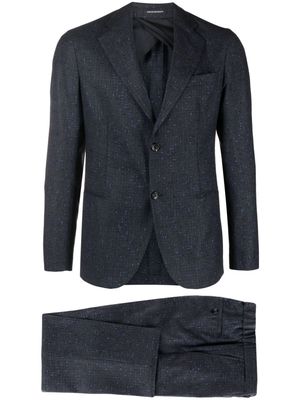 Emporio Armani speckled single-breasted suit - Blue