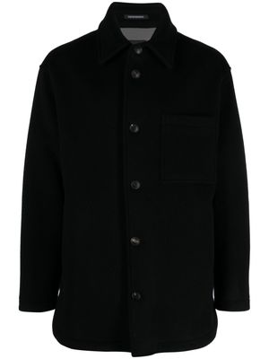 Emporio Armani spread-collar virgin wool shirt jacket - Black