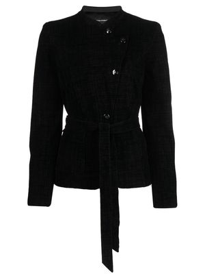 Emporio Armani stand-up collar checked blazer - Black