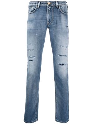 Emporio Armani straight-leg ripped jeans - Blue