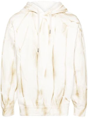 Emporio Armani streaked-print cotton hoodie - Neutrals