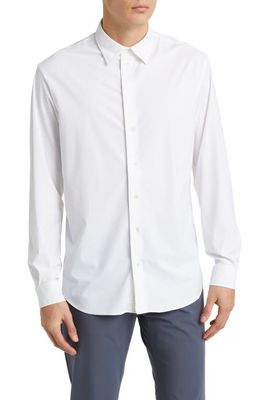 Emporio Armani Stretch Jersey Button-Up Shirt in Solid White