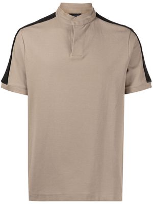 Emporio Armani stripe-detail cotton polo shirt - Brown