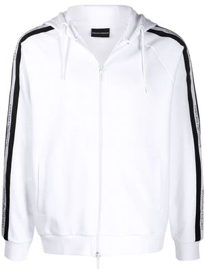 Emporio Armani stripe detail hoodie - White