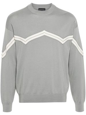 Emporio Armani stripe-detail wool jumper - Grey