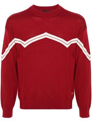 Emporio Armani stripe-detail wool jumper - Red