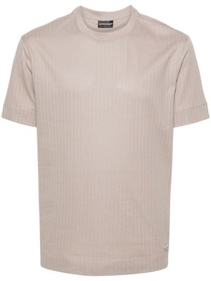 Emporio Armani stripe-pattern cotton polo shirt - Neutrals