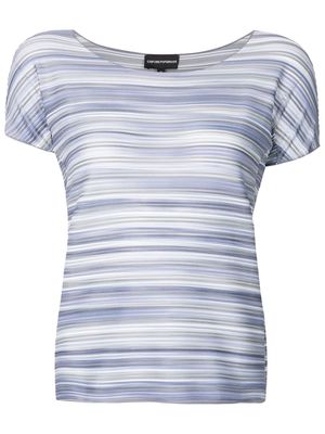 Emporio Armani stripe-print fitted T-Shirt - Blue
