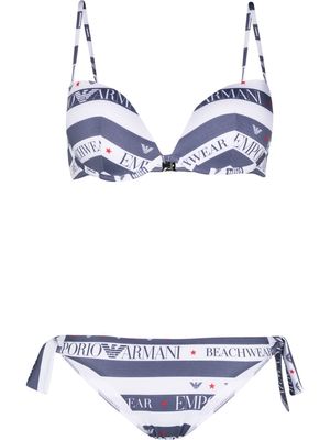 Emporio Armani striped bikini set - Blue