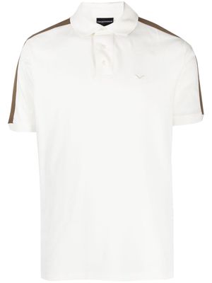 Emporio Armani striped-edge cotton polo shirt - White