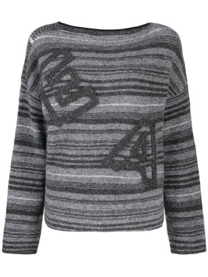 Emporio Armani striped logo-lettering jumper - Grey