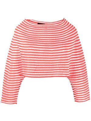 Emporio Armani striped long sleeve jumper - Red